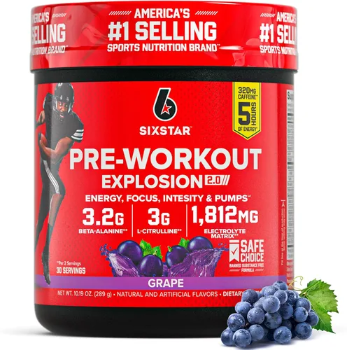 Miniatura 7 de Six Star Polvo de preentrenamiento para hombres y mujeres, ponche de frutas (30 porciones) - Bebida en polvo de energía Preworkout Explosion 2.0