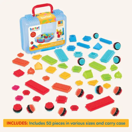Miniatura 6 de Battat Bloques de cerdas - Bloques de construcción entrelazados STEM - Juego de 50 piezas - Estuche de transporte reutilizable - Juguetes