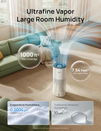 Miniatura 3 de Dreo Humidificador Evaporativo Inteligente para Habitación Grande hasta 1000 pies², 800ml/h Humidificadores de Aire de Alta Salida para Dormitorio