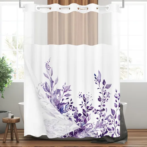Miniatura 119 de Tititex Spun Sugar - Juego de cortinas de ducha de eucalipto azul claro, hojas de acuarela brillantes en la parte superior, decoración floral