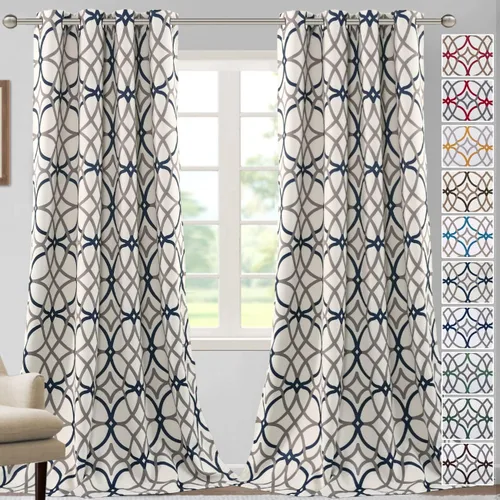 Miniatura 14 de H.VERSAILTEX Cortinas opacas con diseño impreso de 54 pulgadas de largo, juego de 2 paneles de cortinas con aislamiento térmico para dormitorio