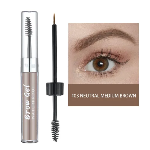 Miniatura 2 de Gel de cejas impermeable de 8 colores completamente pigmentado de larga duración para un aspecto más completo y definido (#03 marrón medio)