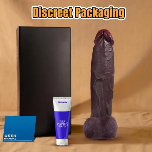 Miniatura 6 de Sex Toys - Consolador grande realista – Juguete sexual de 10.8 pulgadas de silicona marrón curvado, consoladores gigantes de doble capa para punto G