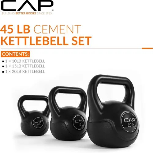 Miniatura 2 de CAP Barbell Juego de pesas de cemento de 45 LB – Pesas de 10 lb, 15 lb y 20 lb recubiertas de vinilo para entrenamiento de fuerza, cardio