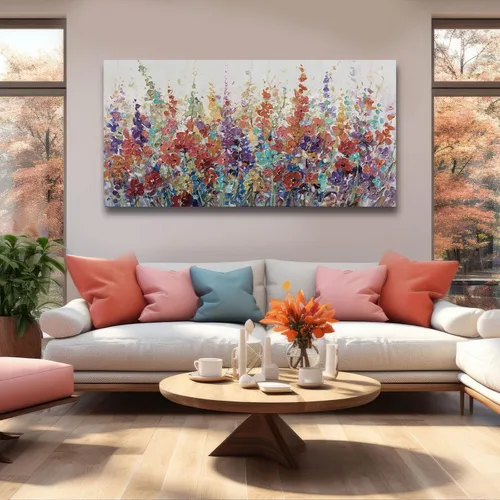 Miniatura 7 de XIANSHOU Arte de pared rosa y dorado con textura de flores para dormitorio, sala de estar, oficina, habitación de niñas, decoración de pared, 29 x