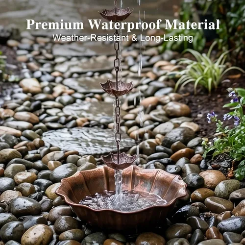 Miniatura 4 de Topadorn Cadena de lluvia de metal de 71.5 pulgadas, repuesto de canalón decorativo para jardín, patio y hogar Sombrilla