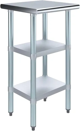 Miniatura 20 de Mesa de trabajo de acero inoxidable con 2 estantes Mesa de utilidad de metal Mesa de utilidad NSF para uso comercial y residencial