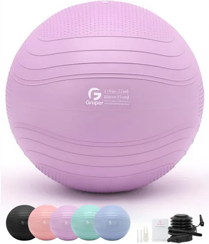 Miniatura 12 de Gruper Pelota de yoga, pelota de ejercicio extra gruesa para entrenamiento y estabilidad durante el embarazo, 4 tamaños, pelota de equilibrio