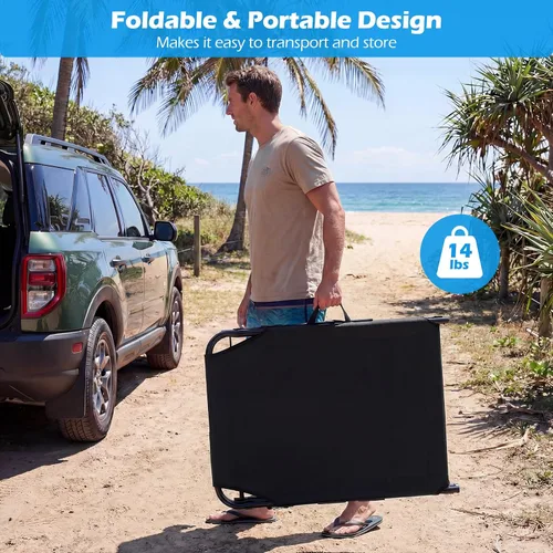 Miniatura 9 de Tangkula Silla de bronceado con agujero frontal, plegable y ajustable para patio, silla reclinable, para playa, tomar el sol, con bolsillo lateral