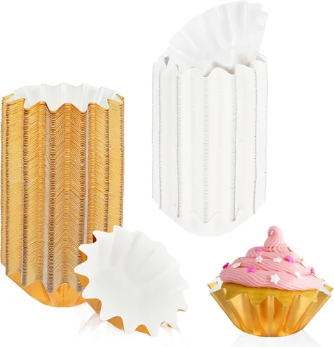 Miniatura 16 de 100 PCS Moldes de Papel Brioche para Hornear Moldes para Cupcakes Papel Antiadherente Recubierto Moldes Estándar para Muffins para Bodas Fiestas Rosa