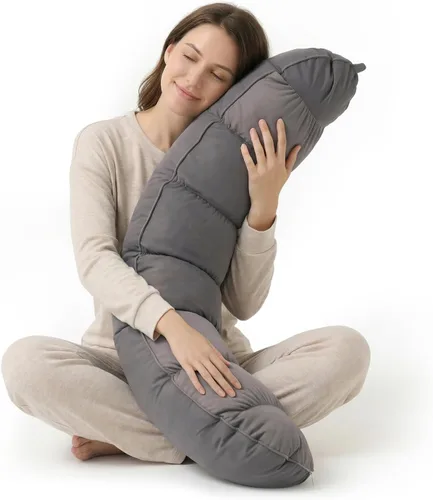 Peallow(Pat. Pend) – Almohada larga redonda para el cuerpo para adultos, almohada de refuerzo para dormir, almohada suave y de apoyo para dormir y