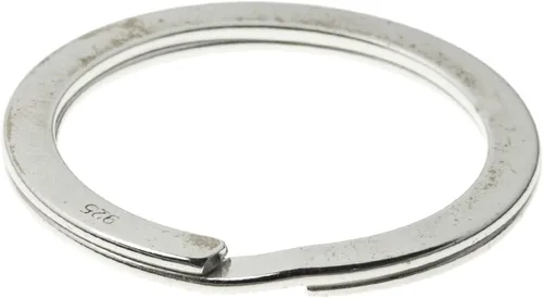 Miniatura 2 de Anillo redondo dividido de plata de ley 925 de 1.142 in con anillo de alambre plano, Plata esterlina
