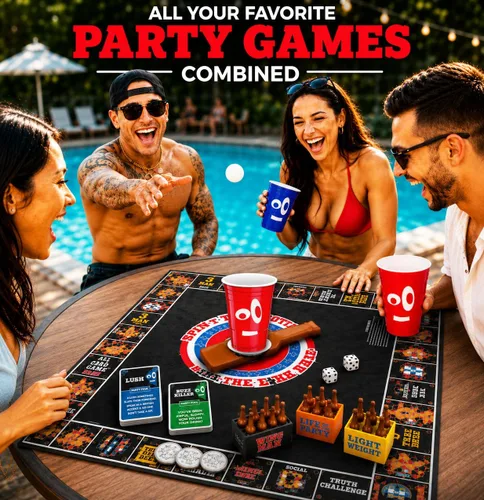 Miniatura 2 de Juego de tablero: combina juegos clásicos y nuevos para beber y para adultos: pong de cerveza, dar la vuelta al vaso, juegos de cartas de reyes