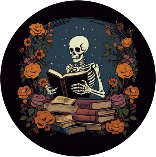 Miniatura 3 de Bibliotecario esqueleto gótico gótico gótico amante de la lectura de libros PopSockets intercambiables PopGrip