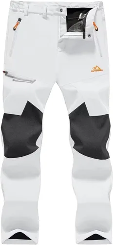 MAGCOMSEN Pantalones de invierno para hombre, con forro polar, resistentes al agua, 4 bolsillos con cremallera, pantalones para exteriores