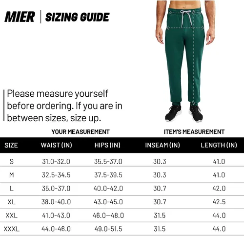 Miniatura 7 de MIER Men's Cotton Joggers Athletic Sweatpants for Gym Workout Active Lounge Jersey Track Pants with Pockets, Elastic Waist