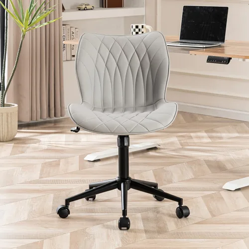 Miniatura 10 de YOUNUOKE Silla de escritorio sin brazos, cómoda silla de oficina con ruedas, silla ergonómica para el hogar, sillas ajustables para computadora