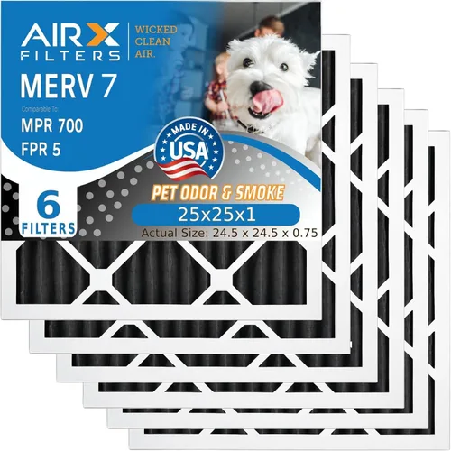 AIRx Filters WICKED CLEAN AIR - Filtro de aire de carbono de 25 x 25 x 1 pulgadas, eliminador de olores MERV 8 AC HVAC, filtros de horno, paquete de