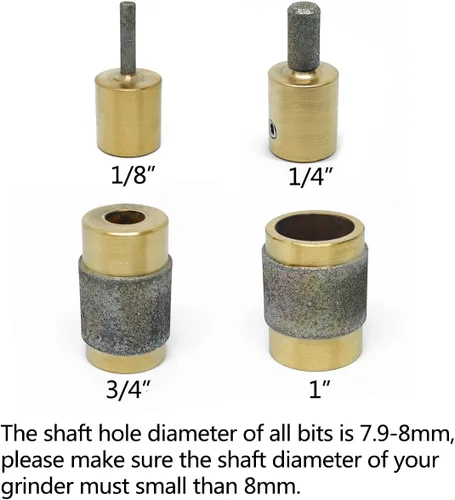 Miniatura 5 de Brocas de amoladora de vidrio, 4 piezas, muela abrasiva de vidrieras de diamante, incluye cabezales de amoladora de vidrio de diamante de 1 3/4 1/4
