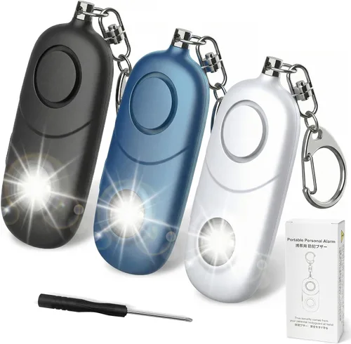 Miniatura 12 de Alarma personal para mujeres, llavero de alarma: Qoosea 135dB llavero de emergencia sirena con luz estroboscópica sirena fuerte para mujeres, niños