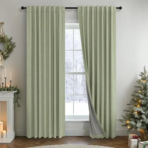 Miniatura 74 de Pitalk Cortinas cortas 100% opacas de lino para cafetería, 40 pulgadas de largo, 2 paneles, cortinas de puerta francesa para ventana, cortina