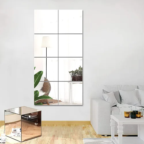 Miniatura 17 de JUNEBRUSHS Paquete de 4 Espejos Acrílicos Autoadhesivos, Azulejos de Espejo de 12X 12 Pulgadas, Láminas de Espejos de Plástico Flexibles Adhesivas a