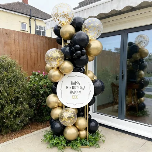Miniatura 6 de 60 globos de confeti negro y dorado, globos metálicos de látex dorado y negro de 12 pulgadas para graduación 2026, aniversario, cumpleaños, Navidad