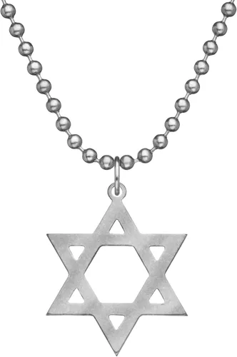 GI JEWELRY Estrella de David para hombres y mujeres con cadena y colgante de acero inoxidable con cuentas de acero inoxidable - Emisión militar