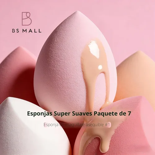 Miniatura 2 de Juego de esponjas de maquillaje BS-MALL con estuche de almacenamiento, 7 piezas para líquidos, crema y polvo, base SAVE con 1 mini esponja de A-Rosa