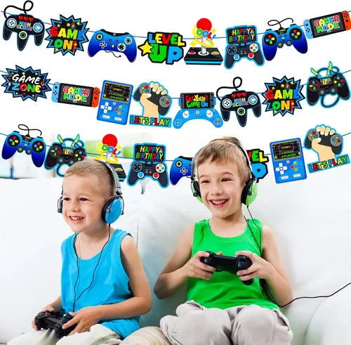 Miniatura 8 de 3 unidades de controlador de videojuegos, decoración de fiesta de video, decoración de cumpleaños para niños y niños, suministros de fiesta