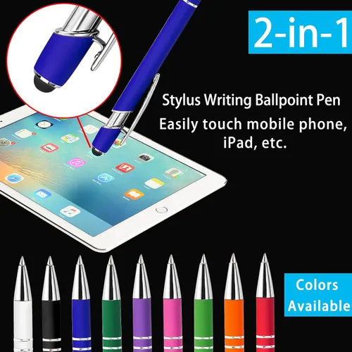 Miniatura 2 de Bolígrafos personalizados a granel con punta de lápiz capacitivo, 12 bolígrafos personalizados con logotipo de mensaje con nombre, bolígrafos
