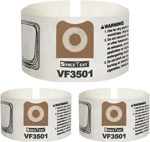 SpaceTent Paquete de 3 bolsas de repuesto VF3501 para aspiradoras rígidas de 3 a 4.5 galones, bolsas de filtro de polvo de alta eficiencia tamaño C,