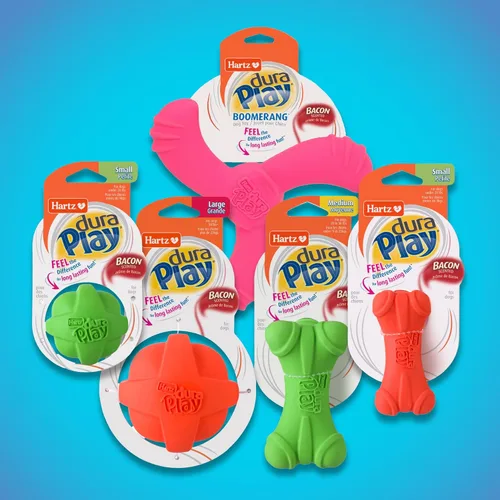 Miniatura 8 de Hartz DuraPlay Hueso Juguete de Látex Chirriante para Perros de Razas Medianas, Paquete de 3