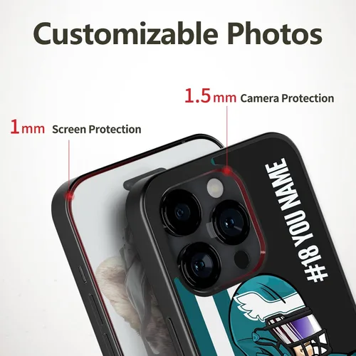 Miniatura 4 de Fundas de silicona personalizadas con número y nombre para iPhone 11/12/13/14/15/16/Pro/Max/Plus/Mini/X/Xs/Xr/7/8 (Filadelfia)