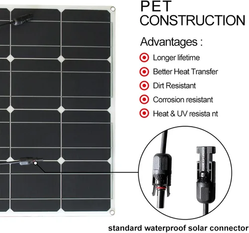 Miniatura 2 de Kit de panel solar y 300 W, 200 W, 100 W, paneles solares flexibles, módulo de cargador de batería de alta eficiencia, 100 W