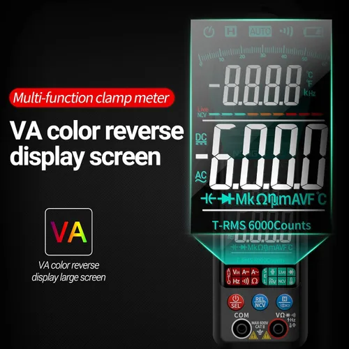 Miniatura 3 de ANENG Medidor de abrazadera Probador multímetro Rango automático TRMS 6000 cuentas Voltaje de corriente AC/DC Ohm Volt Amp Meter Meansures NCV
