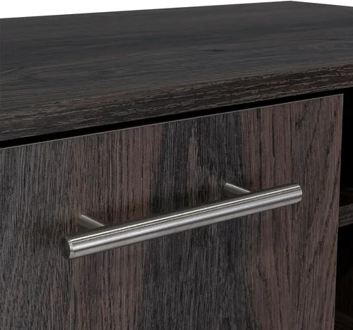 Miniatura 7 de Tuhome Carrito de bar, dos estantes externos, cuatro ruedas, seis estante de vino incorporado, gabinete de una sola puerta -Espresso