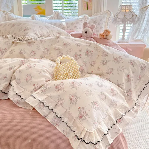 Miniatura 8 de Elegante juego de funda de edredón floral de 3 piezas, 100% algodón estético, funda de edredón y 2 fundas de almohada, juego de ropa de cama suave