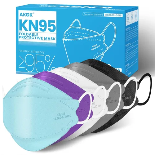 Miniatura 21 de akgk Mascarilla KN95 de 50 unidades, mascarillas de protección transpirable, mascarillas KN95 negras de 5 capas, máscaras de seguridad contra