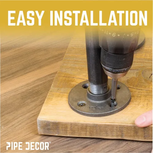 Miniatura 7 de PIPE DECOR Juego de patas de mesa auxiliar, kit de base de mesa industrial rústica para sala de estar, oficina, tuberías y accesorios ásperos