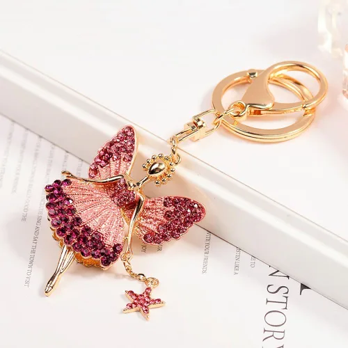 Miniatura 3 de Colgante de cristal del bolso del llavero del ángel del baile de las mujeres de la manera