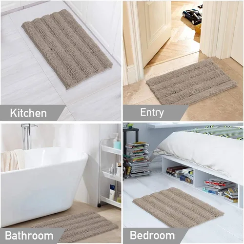 Miniatura 6 de Turquoize Alfombras de Baño Chenille Peludas Alfombra de Baño Antideslizante Gruesas Alfombras de Baño Peludas para Baño Chenille Juego de Alfombra
