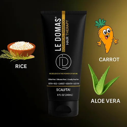 Miniatura 3 de Le Modas Champú botánico para el crecimiento del cabello, champú natural sin sulfato con aloe vera y arroz, anticaspa y apoyo contra la pérdida