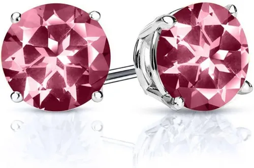 Miniatura 39 de Gem Stone King Aretes de plata de ley 925 con piedra natal redonda de 0.276 in para mujer