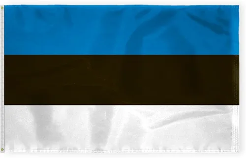 AGAS - Bandera de Estonia de 5 x 8 pies, nailon 200D, 6 agujas cosidas, dobladillo con mosca, nunca se oxida, ojales de latón, bandera nacional de
