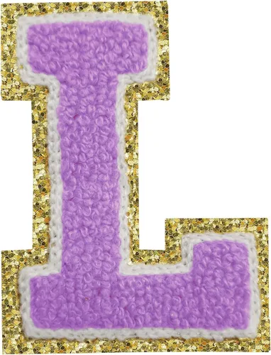 Miniatura 69 de Parches de letras termo-adhesivas de felpilla para chaquetas, parches de letras universitarias con brillantina para planchar en la letra azul A