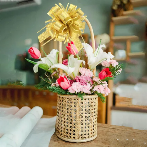 Miniatura 5 de WEWILUCK Lazos para envolver regalos, lazos dorados con purpurina para cumpleaños, Navidad y Año Nuevo, 8 lazos de regalo de 6 pulgadas con cinta