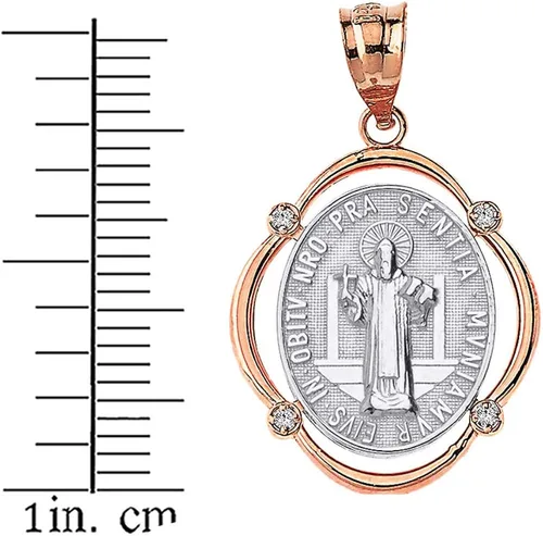 Miniatura 2 de Collar con colgante de diamantes de Medalla de San Benito de San Benito de oro de 14 quilates