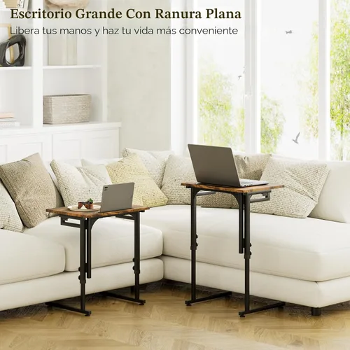 Miniatura 8 de Adjustable Folding TV Tray Table,TV Dinner Small Foldable C-Shaped End Table for Eating,6 Height Adjustable Slide Under Couch Side with Sturdy MDF