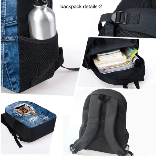 Miniatura 3 de HUGS IDEA Juego de 3 bolsas escolares con aislamiento térmico para el almuerzo, estuche para lápices